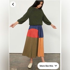 Mara Hoffman Milly Skirt - Colorblock Navy Red Olive Mustard - Size 2